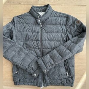 MONCLER Acorus Slim Fit Logo Appliquéd Quilted Flannel Down Jacket — size 2